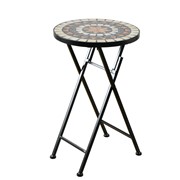 Zaer Ltd. International "Sedona" 23in. Tall Mosaic Folding Plant Stand - Tan & Blue ZR850216 View 7