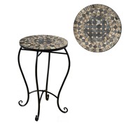 Zaer Ltd. International "Medora" 22in. Tall Mosaic Pedestal Plant Stand - Stone Grey & Tan ZR850115 View 7