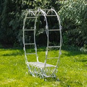 Zaer Ltd. International 6.8ft. Tall Heart-Shaped Iron Bench in Antique White "Amore" ZR230422-AW View 7