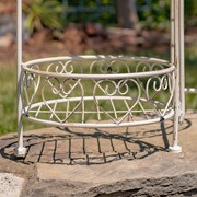 Zaer Ltd International 32.5"Tall Three-Basket Iron Trifold Plant Stand in Antique White "Medellín 1972" ZR238105-AW View 7