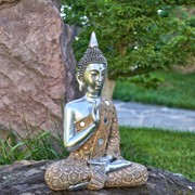 Zaer Ltd International 16" Tall Polyresin Preaching Tibetan Buddha in the Vitarka Mudra ZR920801 View 7