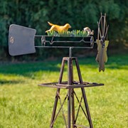 Zaer Ltd International 59.8" Tall Iron Windmill with Dog Chasing Rabbit on Weather Vane ZR548543 View 7