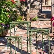 Zaer Ltd. International Set of 3 Square Metal Plant Stand Tables in Antique Green "Copenhagen 1843"" ZR220735-GR View 7