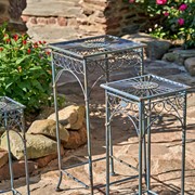Zaer Ltd. International Set of 3 Square Metal Plant Stand Tables in Cobalt Blue "Copenhagen 1843" ZR220735-BL View 7