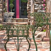 Zaer Ltd. International Set of 2 Standing Iron Plant Stands with Round Baskets in Ant. Green "Stephania" ZR220385-GR View 7