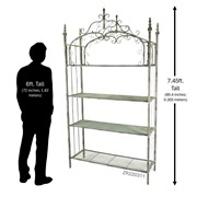 Zaer Ltd. International 7.5ft. Tall Four Tier Standing Iron Shelf in Antique White "Stephania" ZR220311-AW View 7