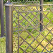 Zaer Ltd International 9.5ft. Iron Garden Arch with Embellished Trellis in Antique Bronze "London 1820" ZR220403-BZ View 7