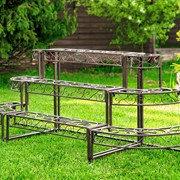 Zaer Ltd International Three Tier Metal Riser Plant Stand Display in Antique Bronze "Stephania" ZR220414-BZ View 7