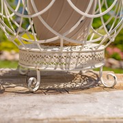 Zaer Ltd. International Set of 2 Assorted Iron Globe Plant Stands in Antique White "Paris 1968" ZR151119-AW View 7