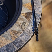 Zaer Ltd. International Pre-Order: 25.6"D. Round Mosaic Tile Metal Fire Pit "Grey Rocks" ZR803681-B View 7