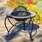 Zaer Ltd. International 25.6"D. Round Mosaic Tile Metal Fire Pit "Medora" ZR803681-C View 7