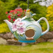 Zaer Ltd. International Set of 7 Assorted Hanging Hand Painted Porcelain Teapot Birdhouses ZR240000-SET View 7