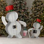 Zaer Ltd International Set of 2 Friendly Metal Snowmen Figurines "Icy & Icesis" ZR234430-SET View 7