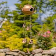 Zaer Ltd International Set of 6 Assorted Style Hanging Iron Teapot Birdhouse Wind Chimes "Darjeeling" ZR235255-SET View 7