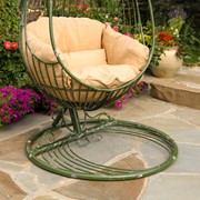 Zaer Ltd International 89" Tall One-Person Hanging Metal Egg Chair & Stand in Antique Green "Elizabeth" ZR923470-GR View 7