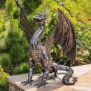 Zaer Ltd. International 39.5" Tall Iron Dragon Sentry Statue "Spike" ZR240406 View 7