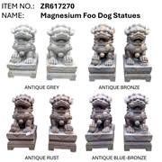 Zaer Ltd. International Pre-Order: Set of 2 Magnesium Foo Dog Statues in Antique Blue-Bronze "Gan & An" ZR617270-BBS View 7