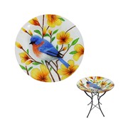 Zaer Ltd International 18" Glass Bowl Bluebird Birdbath with Metal Stand "Idaho" ZR180906 View 7