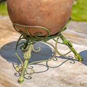 Zaer Ltd International Set of 2 Asst Rust-Colored Ceramic Globe Planters with Green Metal Tripod Stands ZR241909-RSS View 7