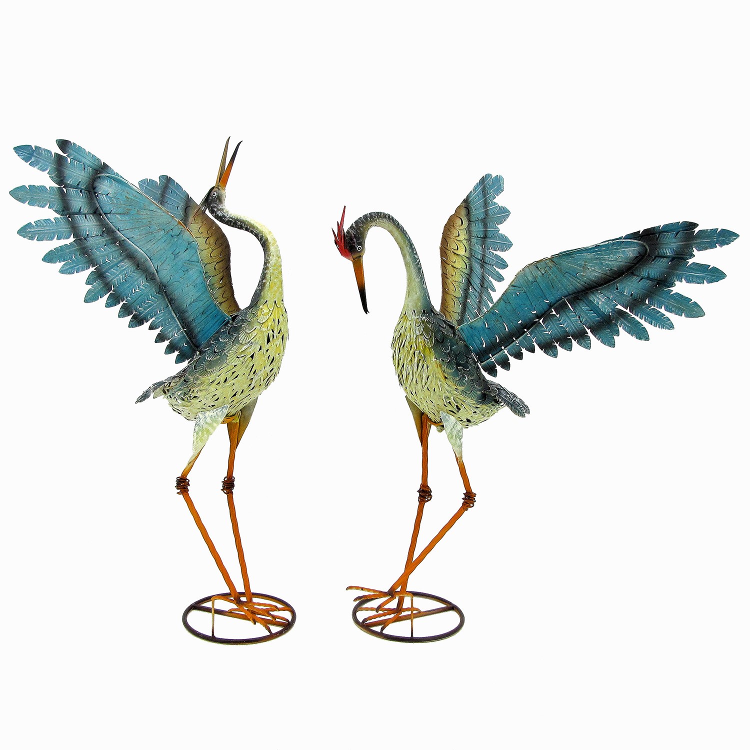 Set of 2 Small Iron Dancing Cranes