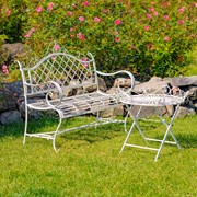 Zaer Ltd. International "Stephania" Victorian-Style Folding Iron Garden Table in Antique White ZR090519-AW View 8