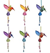 Zaer Ltd. International Five Tone Acrylic Hummingbird Ornaments with Tassels in 6 Asst. Colors ZR520516-SET View 8