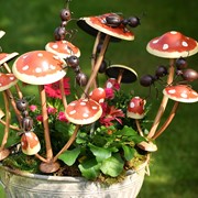 Zaer Ltd International Set of 6 Funny Ants on Mushrooms Garden Stakes ZR652404-SET View 8