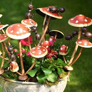 Zaer Ltd International Pre-Order: Set/6 Assorted Funny Ants on Iron Mushroom Garden Stakes "Funny Ants" ZR652404-SET View 8