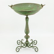 Zaer Ltd. International 27" Tall Ornate Pedestal Birdbath with Little Bird Details in Green ZR160318-GR View 8