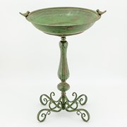 Zaer Ltd. International 27" Tall Ornate Pedestal Birdbath with Little Bird Details in Antique Green ZR160318-GR View 8