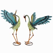 Zaer Ltd International Set of 2 Small Iron Dancing Cranes ZR160090-SET View 8