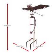 Zaer Ltd International 76" Tall Large Iron Rocking Owl with Moving Wings Garden Stake in Rust "Winslow" ZR156006-RS View 8