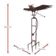 Zaer Ltd International 76" Tall Large Iron Rocking Owl with Moving Wings Garden Stake in Rust "Winslow" ZR156006-RS View 8