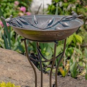 Zaer Ltd International 31in. Tall "Two Birds" Iron Birdbath with Antique Bronze Finish ZR180387-BZ View 8