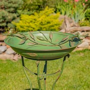 Zaer Ltd International 31in. Tall "Two Birds" Iron Birdbath with Verdi Green Finish ZR180387-VG View 8