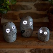Zaer Ltd International Set of 3 Solar "Rock" Cats with Light Up Eyes in Three Assorted Colors VA100003-SET View 8