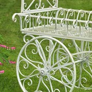 Zaer Ltd. International Pre-Order: "Tusheti" 78.74" Tall Large Iron Flower Cart with Roof in Antq. White ZR180522-AW View 8