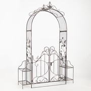 Zaer Ltd International "Stephania" 8ft. Tall Garden Gate Arch with Side Shelves in Copper-Brown ZR180830-CB View 8