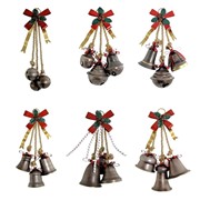 Zaer Ltd International Set of 6 Old World Galvanized Christmas Bells with Bows ZR731220-SET View 8