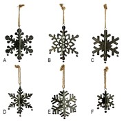 Zaer Ltd International Pre-Order: Set of 6 Hanging Galvanized Folding Snowflakes with Bells ZR731170-SET View 8
