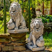 Zaer Ltd International 26.5" Tall Set of 2 Magnesium Lion Sentry Statues in Grey "Marloni & Antonio" ZR560270-GY View 8