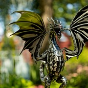 Zaer Ltd International 83.5" Tall Iron Dragon Swing Stake with Tail Up "Sunfyre" ZR191047 View 8