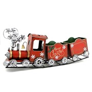 Zaer Ltd International 15" Long Red Iron Christmas Train with Snowflakes & Candleholder ZR180893 View 8