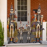 Zaer Ltd International Set of 2 Standing 63.5" Tall Halloween Skeleton Soldiers with Staffs ZR983492-3-SET View 8