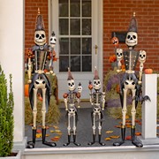 Zaer Ltd International Pre-Order: Set of 2 Standing 63.5" Tall Halloween Skeleton Soldiers with Staffs ZR983492-3-SET View 8