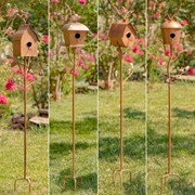 Zaer Ltd. International Pre-Order: 64.25"T Antique Copper Finished Iron Birdhouse Stake with Dome Roof ZR173714-D View 8