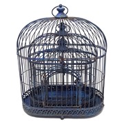 Zaer Ltd International Pre-Order: Set of 2 Iron Bird Cage Decorations in Antique Blue ZR190546-BL View 8