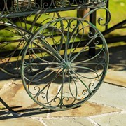 Zaer Ltd. International 7.9ft. Tall Antique Style Iron Flower Cart in Verdi Green "Paris 1968" ZR154079-VG View 8
