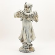 Zaer Ltd International 39" Tall Magnesium Angel Statue Holding Cat in Antique White "Nicole" ZR341539-AW View 8