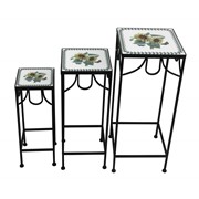 Zaer Ltd. International "Marisol" Set of 3 Square Nesting Iron Mosaic Plant Stands ZR842945 View 8